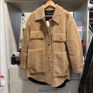 Women's Tan Sherpa Shearling Teddy Coat